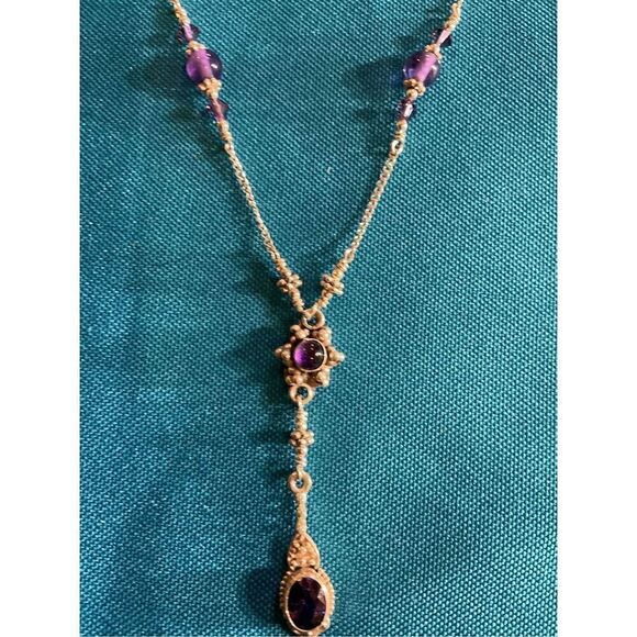 Vintage Sterling Amethyst Necklace - Picture 3 of 10